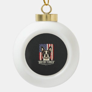 Adorno De Cerámica Tipo Bola Bandera clásica americana del Boston Terrier