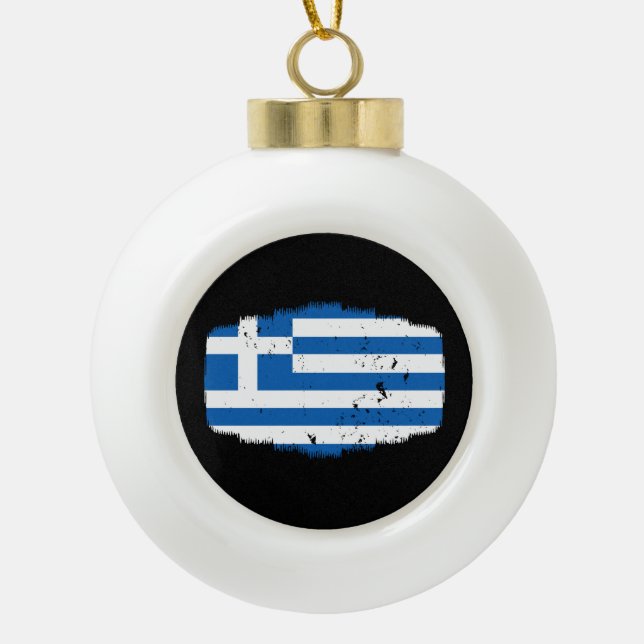 Adorno De Cerámica Tipo Bola Bandera de Grecia (Anverso)