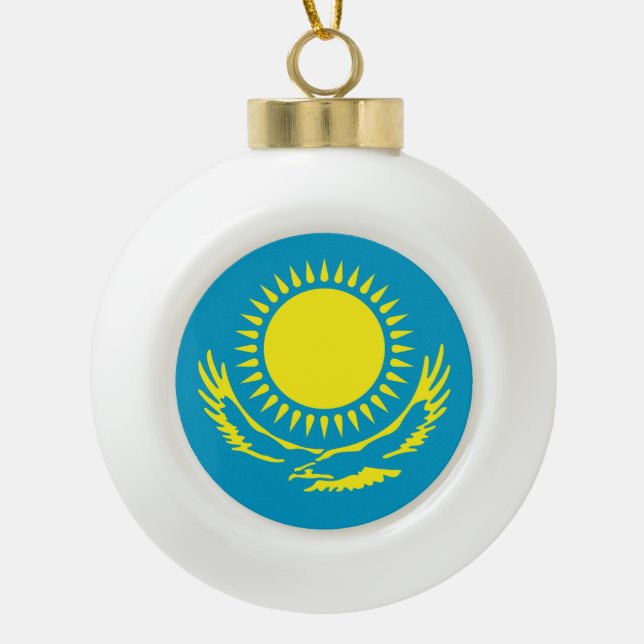 Adorno De Cerámica Tipo Bola Bandera de Kazajistán (Anverso)