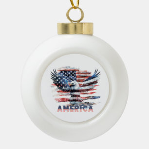 Adorno De Cerámica Tipo Bola Bandera de los Estados Unidos. América