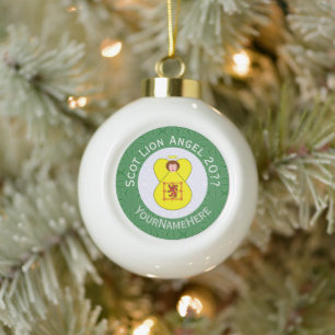 Adorno De Cerámica Tipo Bola Bandera de Navidad Ángel Rampant León Escocés Pers