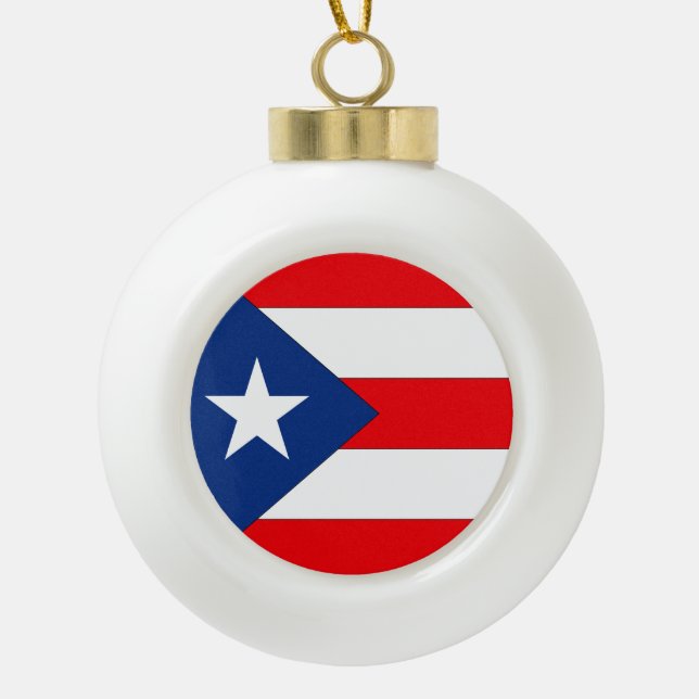 Adorno De Cerámica Tipo Bola Bandera de Puerto Rico (Anverso)