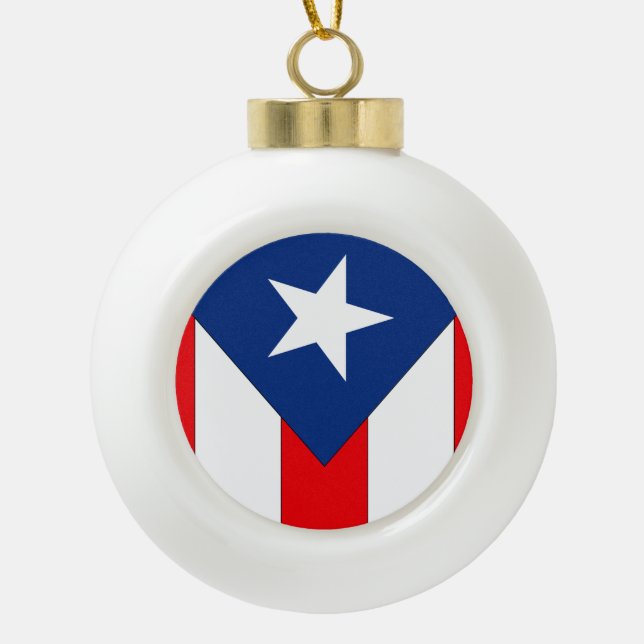 Adorno De Cerámica Tipo Bola Bandera de Puerto Rico (Anverso)