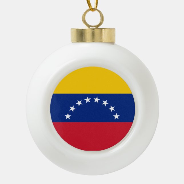 Adorno De Cerámica Tipo Bola Bandera de Venezuela (Anverso)