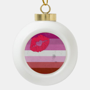 Adorno De Cerámica Tipo Bola Bandera Lesbiana (Labial)