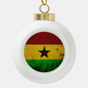 Adorno De Cerámica Tipo Bola Bandera negra de Ghana del Grunge