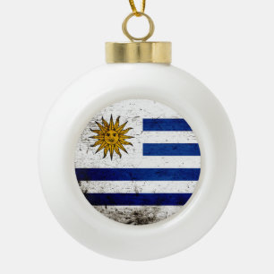 Adorno De Cerámica Tipo Bola Bandera negra de Uruguay del Grunge