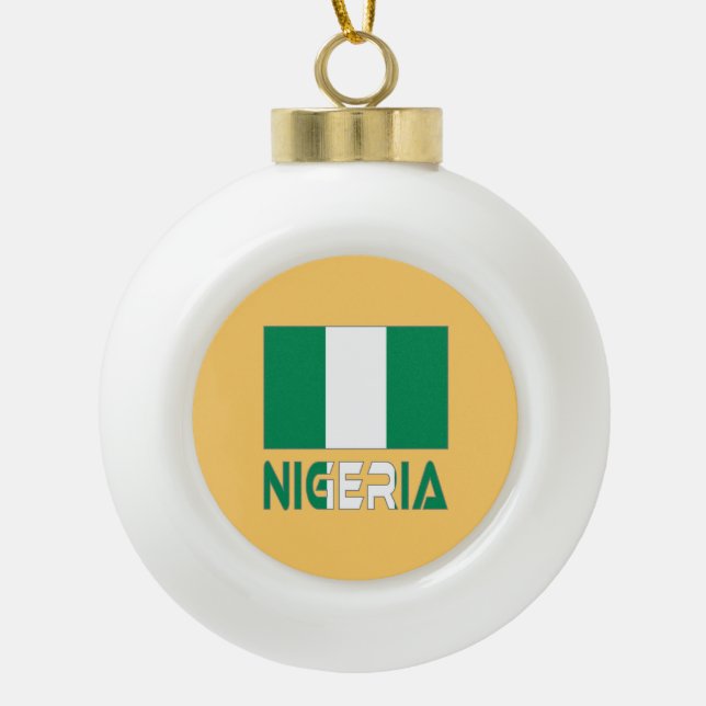 Adorno De Cerámica Tipo Bola Bandera nigeriana y Nigeria (Anverso)