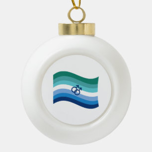 Adorno De Cerámica Tipo Bola Bandera Ondulada de Orgullo de Amor Gay Masculino 