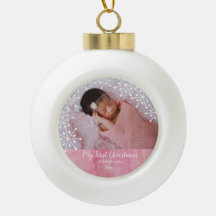 Bebé Primer Navidad de la Bola de Cerámica Rosa de