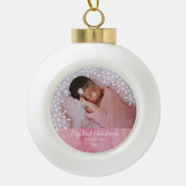 Adorno De Cerámica Tipo Bola Bebé Primer Navidad de la Bola de Cerámica Rosa de