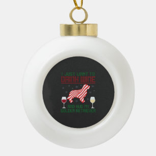 Adorno De Cerámica Tipo Bola Bebe Vino Abraza Retriever Dorado Navidad