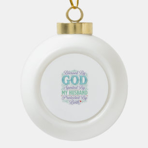 Adorno De Cerámica Tipo Bola Bendecido Por Dios Mimado Por Mi Esposo Diseño De