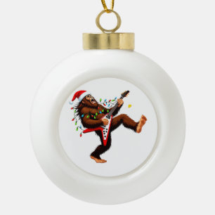 Adorno De Cerámica Tipo Bola Bigfoot Sasquatch Guitarra Eléctrica Navidad 2026