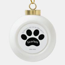 Black & White Paw Print Holiday Memorial