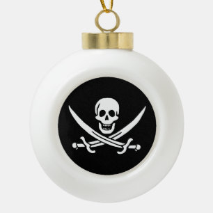 Adorno De Cerámica Tipo Bola Blanco, Bandera Pirata Calico Jack, Calavera y Cri