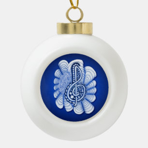Adorno De Cerámica Tipo Bola Blue Music Treble Clef Music Gift