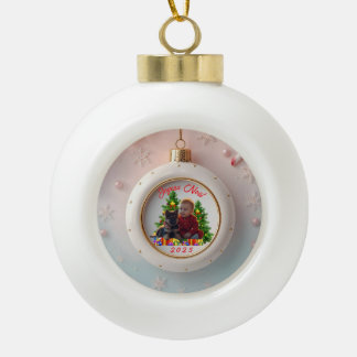 Adorno De Cerámica Tipo Bola Bola de Navidad Foto Familia Personalizada