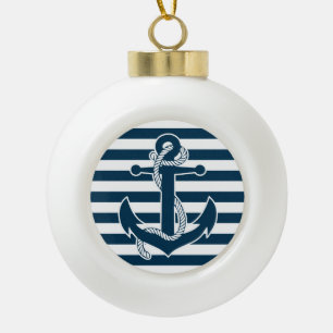 Adorno De Cerámica Tipo Bola Bola Náutica De Ornamentos De Navidad Con Anclaje