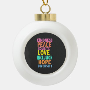 Adorno De Cerámica Tipo Bola Bondad Paz Igualdad Amor Inclusión Esperanza Diver
