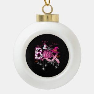 Adorno De Cerámica Tipo Bola Boo Halloween Calabaza Cinta rosa Leche de Bruja p