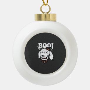 Adorno De Cerámica Tipo Bola Boo Halloween Perro Bruja Sombrero Murciélagos