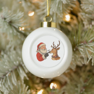 Adorno De Cerámica Tipo Bola Boop Santa Nariz Reno Navidad Booping Xmas