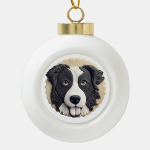 Adorno De Cerámica Tipo Bola Borde de Perro Collie 3D inspirado