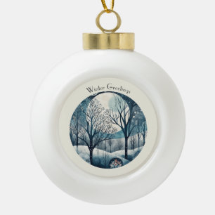 Adorno De Cerámica Tipo Bola Bosque nórdico personalizado bajo la luz de la lun
