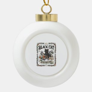 Adorno De Cerámica Tipo Bola Botica de Gato Negro Bruja Mística Apothecary
