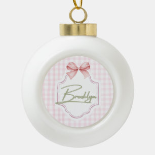 Adorno De Cerámica Tipo Bola Bow Gingham Nursery