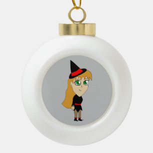 Adorno De Cerámica Tipo Bola bruja chibi