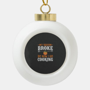 Adorno De Cerámica Tipo Bola Bruja de Halloween Cocina Escoba Rota Diseño_1