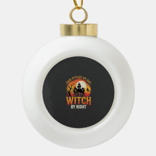 Adorno De Cerámica Tipo Bola Bruja Estilista de Pelo Diseño Vintage de Hallowee