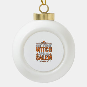 Adorno De Cerámica Tipo Bola Bruja Vintage Salem Tipografía Diseño de Halloween