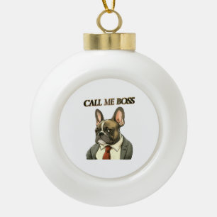 Adorno De Cerámica Tipo Bola Bulldog francés en un traje
