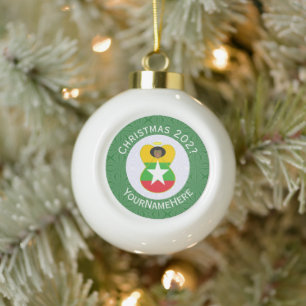 Adorno De Cerámica Tipo Bola Burmese Myanmar Ángel Bandera Navidad Personalizad