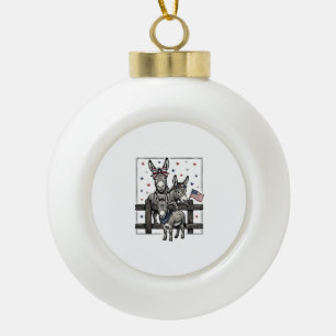 Adorno De Cerámica Tipo Bola Burros Patrióticos Diseño de Camiseta Vintage 4 de