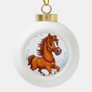 Adorno De Cerámica Tipo Bola Caballo de dibujos animados festivos en la tierra 