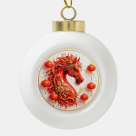Adorno De Cerámica Tipo Bola Caballo de Fuego Rojo - Diseño de la celebración d