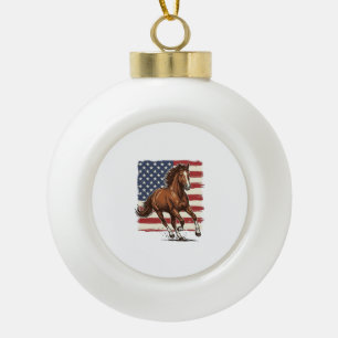 Adorno De Cerámica Tipo Bola Caballo Patriótico Diseño Vectorial Western Vintag