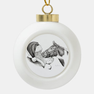 Adorno De Cerámica Tipo Bola Caballos navidades y Santa Claus