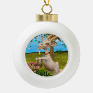 Adorno De Cerámica Tipo Bola Cabrito Feliz