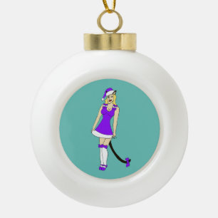 Adorno De Cerámica Tipo Bola Cachiporra de Navidades morados