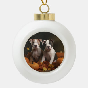 Adorno De Cerámica Tipo Bola Cachorro American Staffordshire Delicia de Otoño