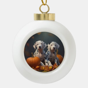 Adorno De Cerámica Tipo Bola Cachorro dálmata Delicia de Otoño Calabaza