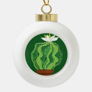 Adorno De Cerámica Tipo Bola Cactus verde: motivo natural abstracto.