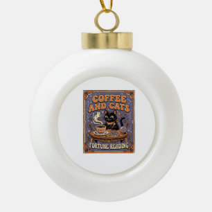 Adorno De Cerámica Tipo Bola Café Y Gatos Gato Hojas De Té Café Lectura De La F