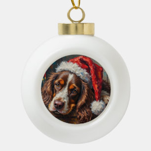 Adorno De Cerámica Tipo Bola Caja de juguetes navideños vintage de perro Cocker