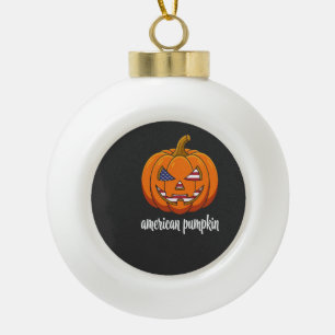 Adorno De Cerámica Tipo Bola Calabaza Americana Patriótica Jack O Lanter de Hal